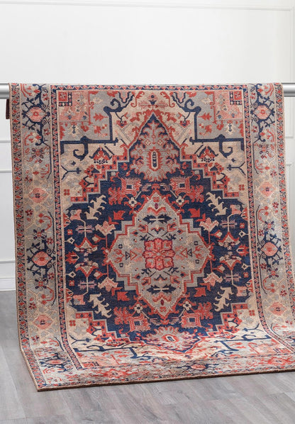 Valenza Navy - Red Rug