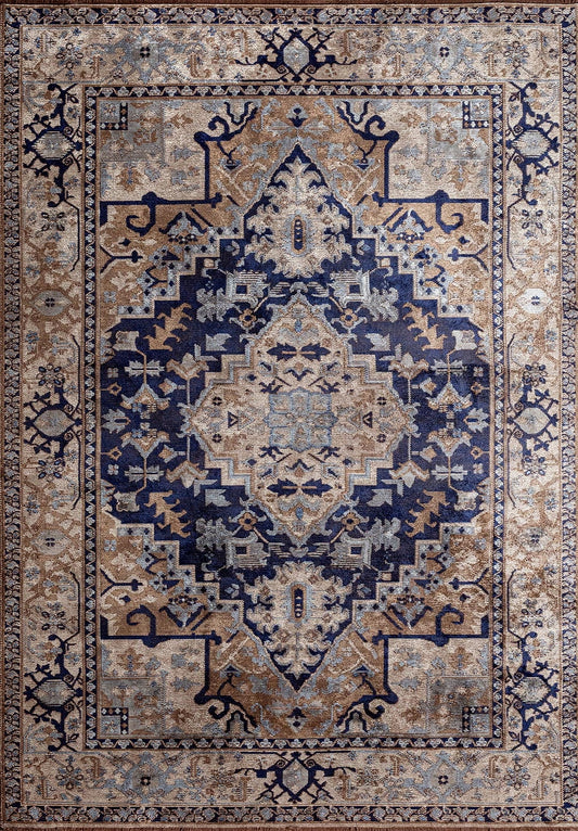 Valenza Dark navy - Beige Rug