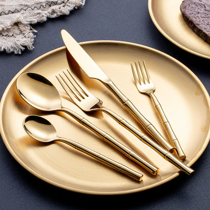 Aldomara Bamboo Gold/Silver Cutlery Set