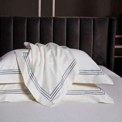 Leila White Embroidered Edge Egyptian Cotton Bedding Set