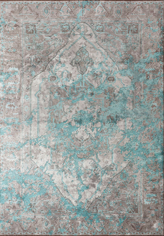 Emperor Light Turquoise – Grey  Rug