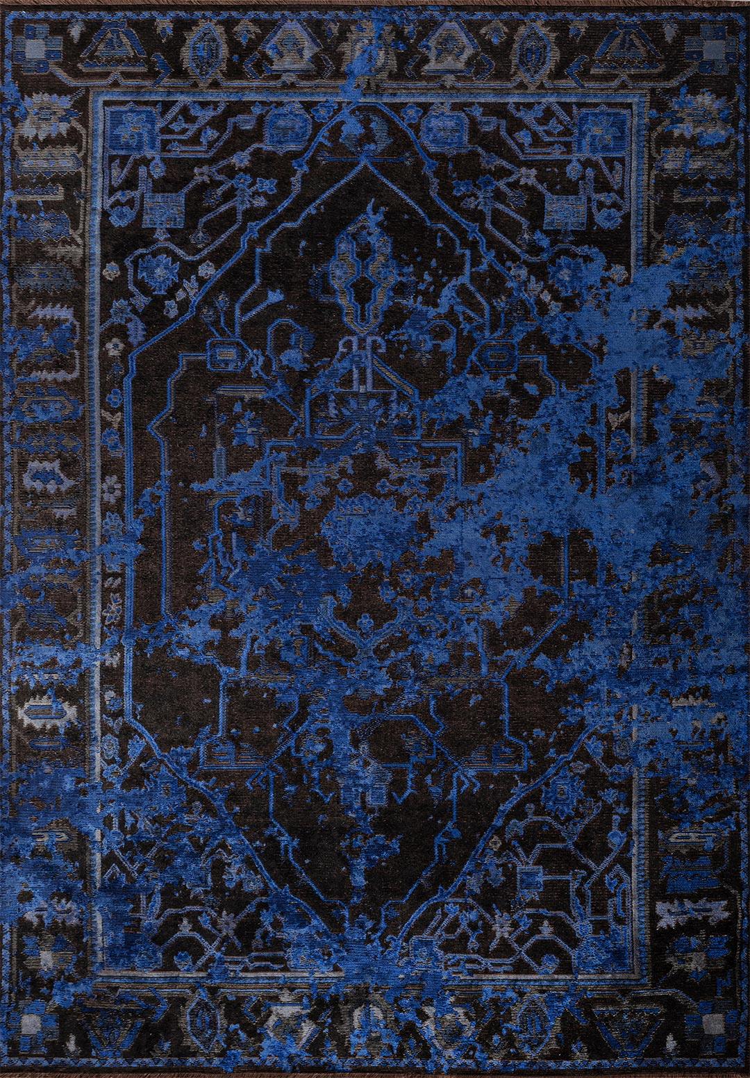 Emperor Navy Blue - Black Rug