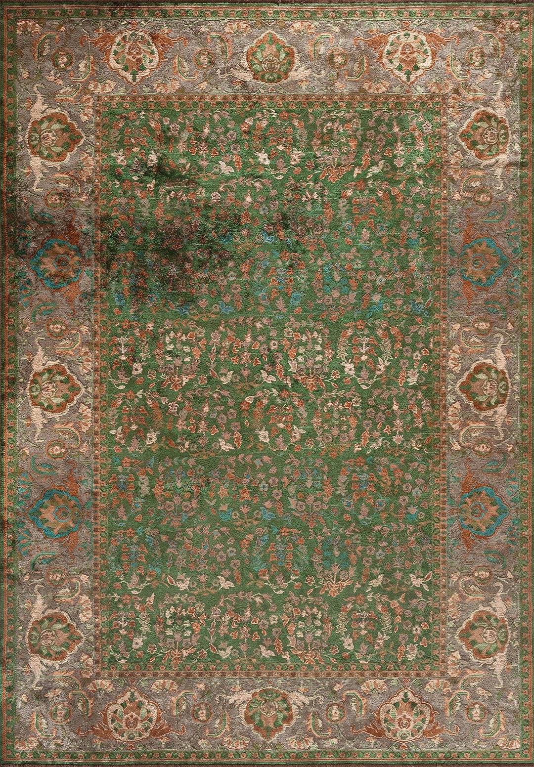 Vellora Forest Green - Taupe Rug
