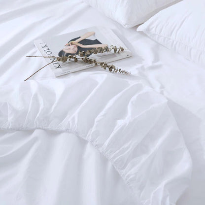 Degella Aqua Green Stripe Egyptian Cotton Luxury White Bedding Set