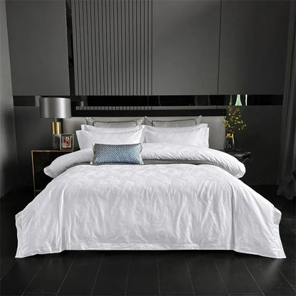 Ulla White Cotton Jacquard Bedding Set