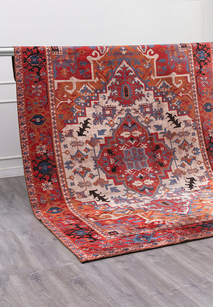 Alcasar Red - Rust Dark Blue Rug