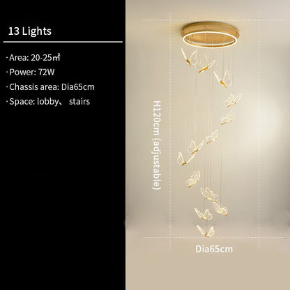 Jenna 3D-Butterfly Spiral Iron And Acrylic Chandelier