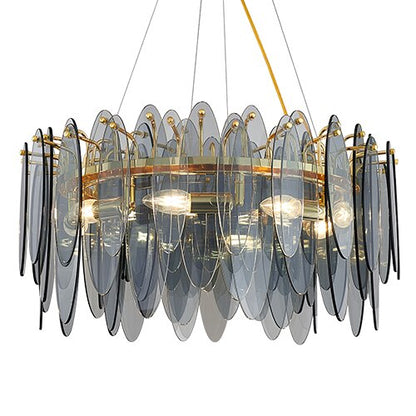Leslie Frosted Textured Teardrop Glass Ring Chandelier