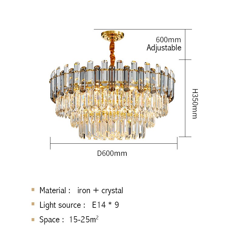 Luis Rounded Three-Tier Crystal Cut Edge Chandelier