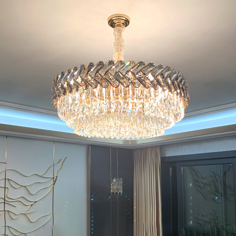 Ruby Three Tier Rounded Crystal Wrapped Chandelier