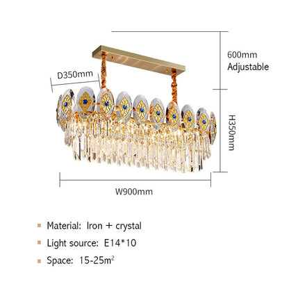 Eliana Oval Inlay Three-Tiered Crystal Chandelier