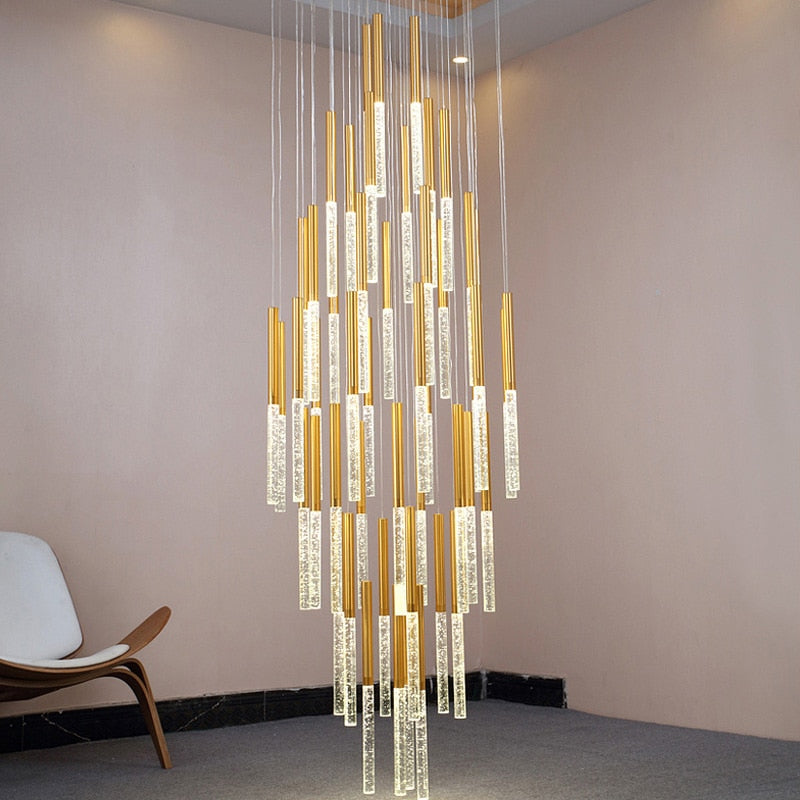 Mya Linear Copper And Crystal Strand Chandelier