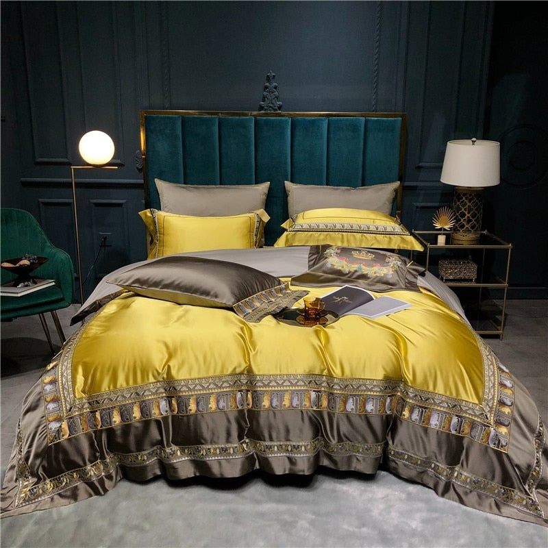 Hadi Embroidered Border Satin Bedding Set