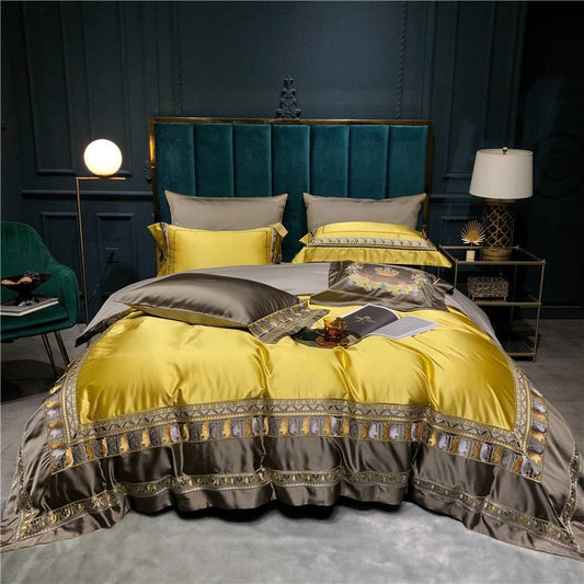 Hadi Embroidered Border Satin Bedding Set