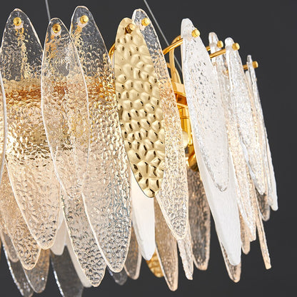 Leslie Frosted Textured Teardrop Glass Ring Chandelier