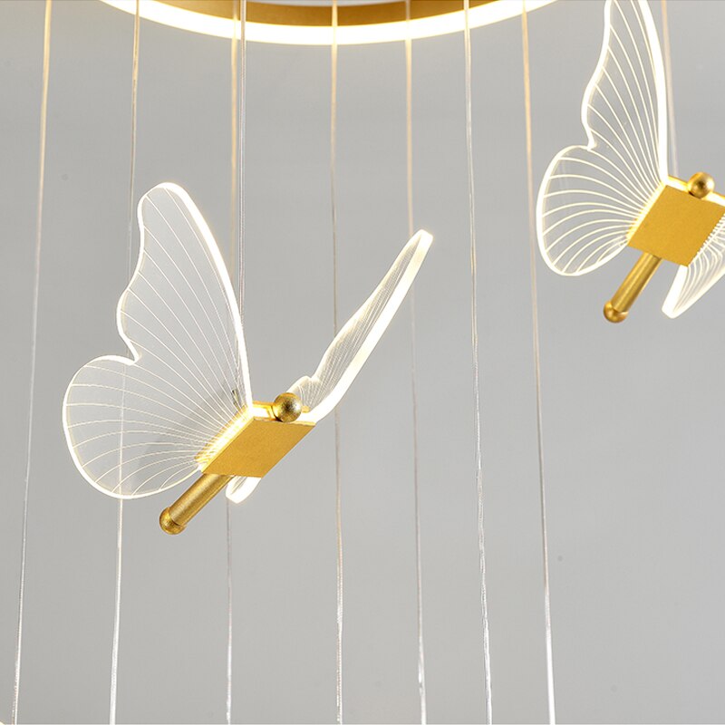Jenna 3D-Butterfly Spiral Iron And Acrylic Chandelier