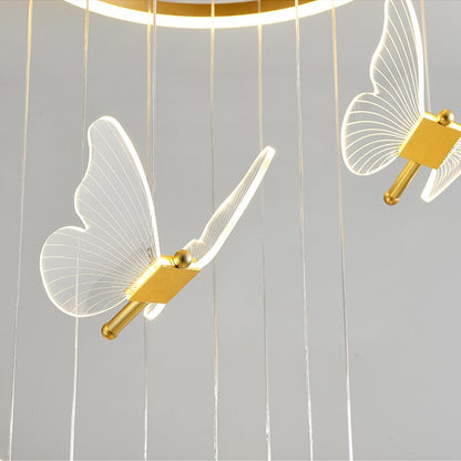 Jenna 3D-Butterfly Spiral Iron And Acrylic Chandelier