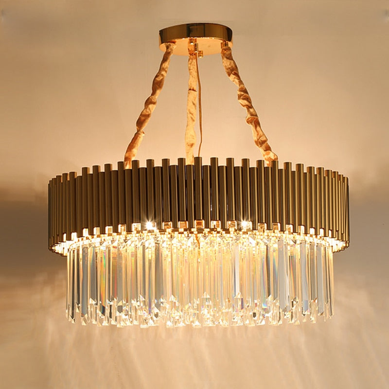 Rylee Gold Edged Beveled Crystal And Copper Ring Chandelier