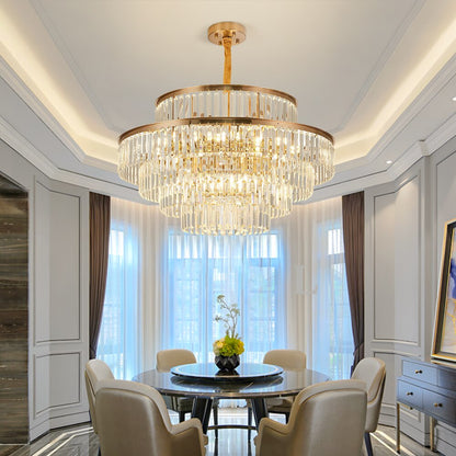 Elizebeth Layered Oversized Two-Tier Crystal Chandelier