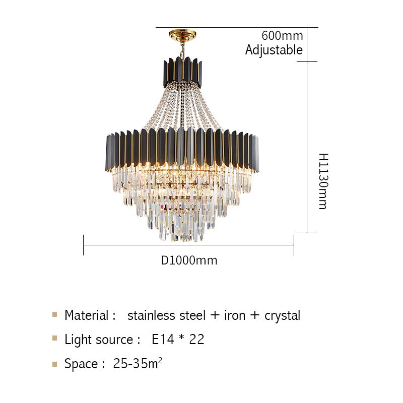 Logan Modern Stainless Steel Tiered Crystal Chandelier