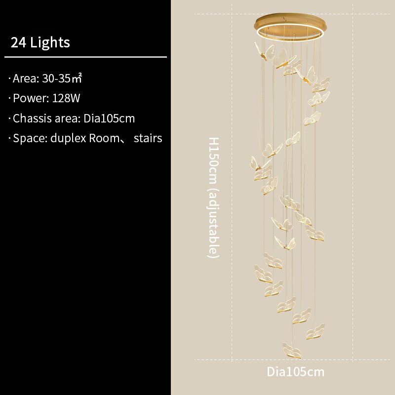 Jenna 3D-Butterfly Spiral Iron And Acrylic Chandelier