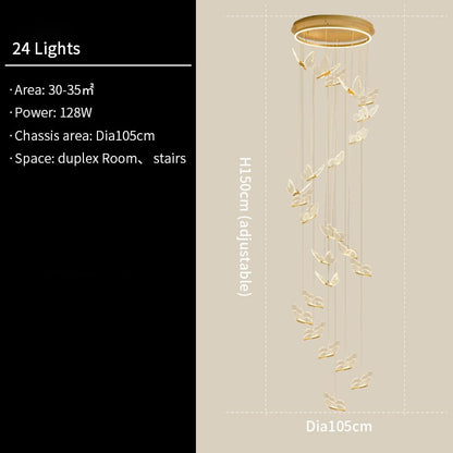 Jenna 3D-Butterfly Spiral Iron And Acrylic Chandelier