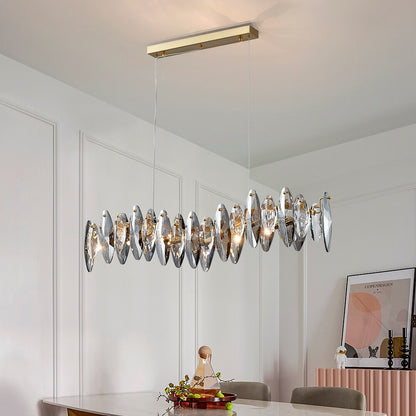 Zoey Oval Cut Smokey Crystal And Copper Bar Chandelier