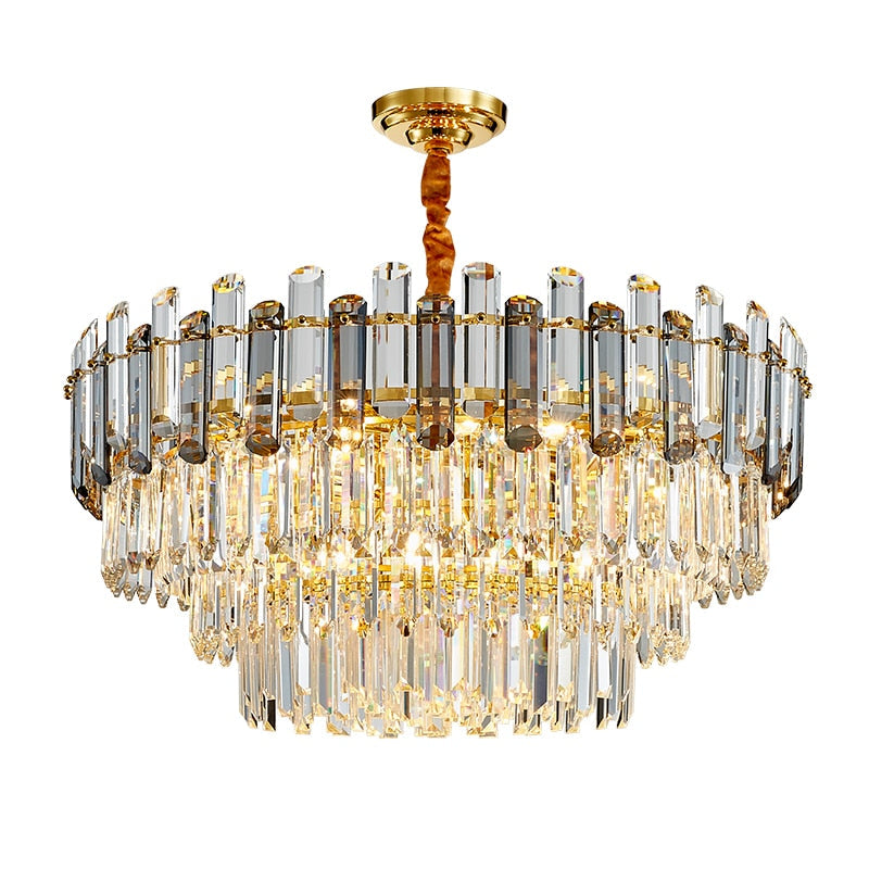 Luis Rounded Three-Tier Crystal Cut Edge Chandelier