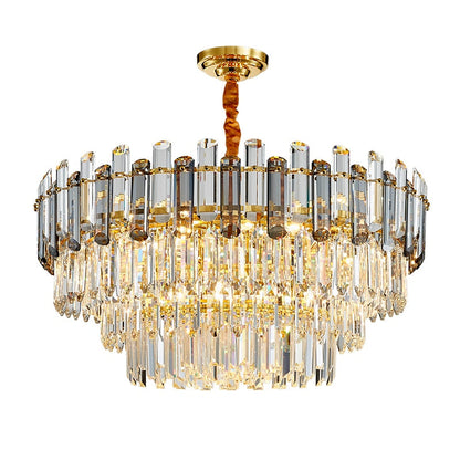 Luis Rounded Three-Tier Crystal Cut Edge Chandelier