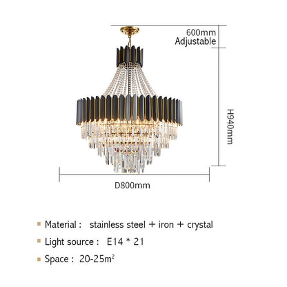 Logan Modern Stainless Steel Tiered Crystal Chandelier