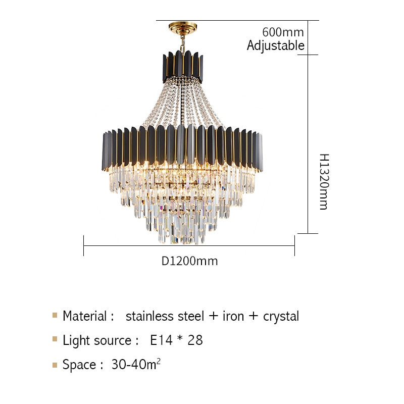 Logan Modern Stainless Steel Tiered Crystal Chandelier