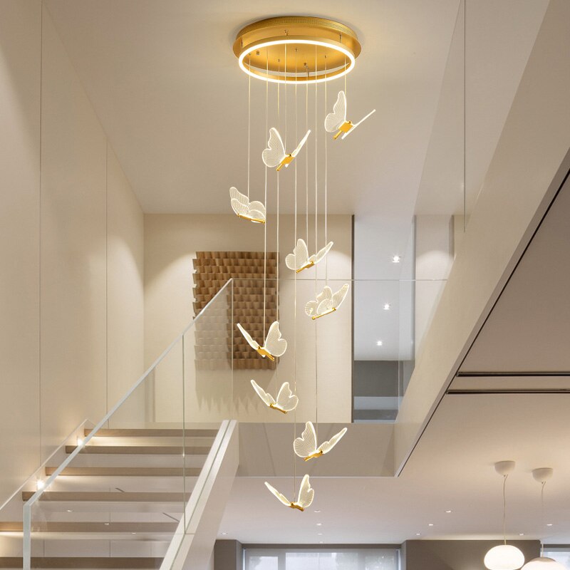 Jenna 3D-Butterfly Spiral Iron And Acrylic Chandelier