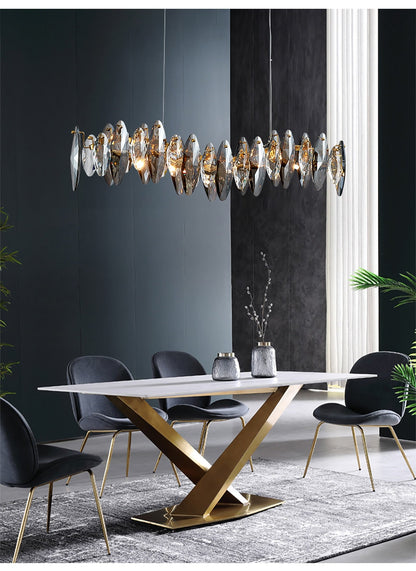 Zoey Oval Cut Smokey Crystal And Copper Bar Chandelier