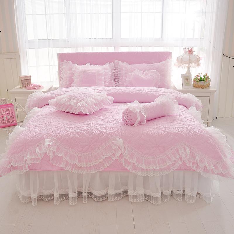 Amani Double-Layered Ruffled Cotton Lace Bedding Set