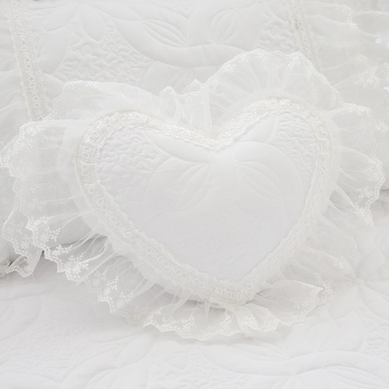 Amani Double-Layered Ruffled Cotton Lace Bedding Set
