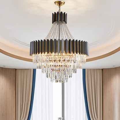 Logan Modern Stainless Steel Tiered Crystal Chandelier