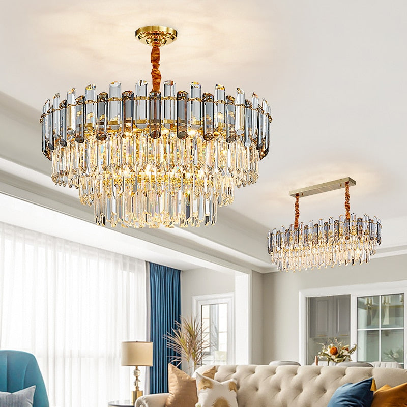 Luis Rounded Three-Tier Crystal Cut Edge Chandelier