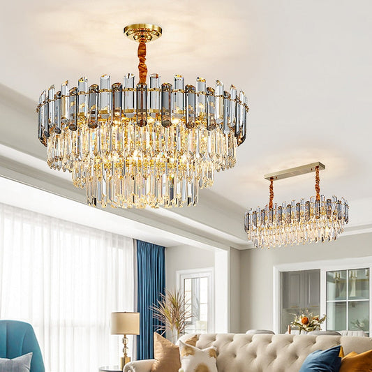 Luis Rounded Three-Tier Crystal Cut Edge Chandelier