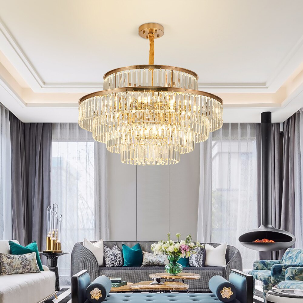 Elizebeth Layered Oversized Two-Tier Crystal Chandelier