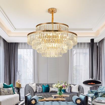Elizebeth Layered Oversized Two-Tier Crystal Chandelier