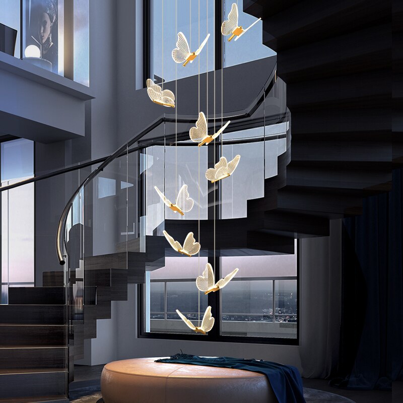 Jenna 3D-Butterfly Spiral Iron And Acrylic Chandelier