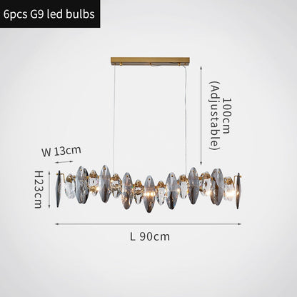 Zoey Oval Cut Smokey Crystal And Copper Bar Chandelier