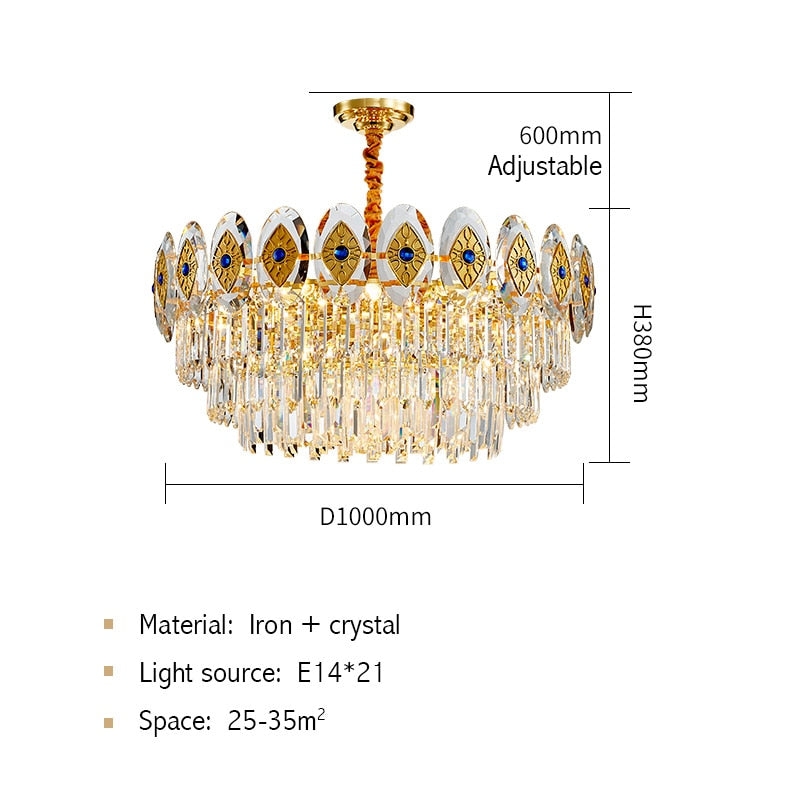 Eliana Oval Inlay Three-Tiered Crystal Chandelier