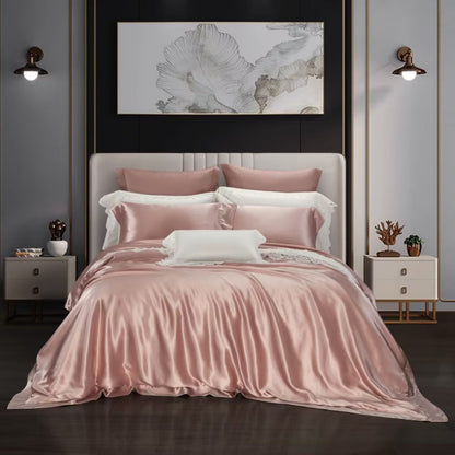 Aristelle Blush Pink Luxury Pure Mulberry Silk Bedding Set