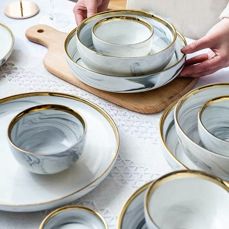 Catalina White Marble Luxury Dinnerware Set