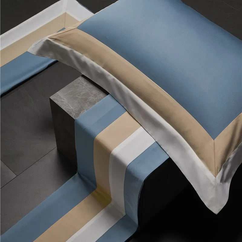 Luxor Blue Stripe Egyptian Cotton Bedding Set