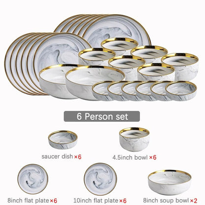 Catalina White Marble Luxury Dinnerware Set