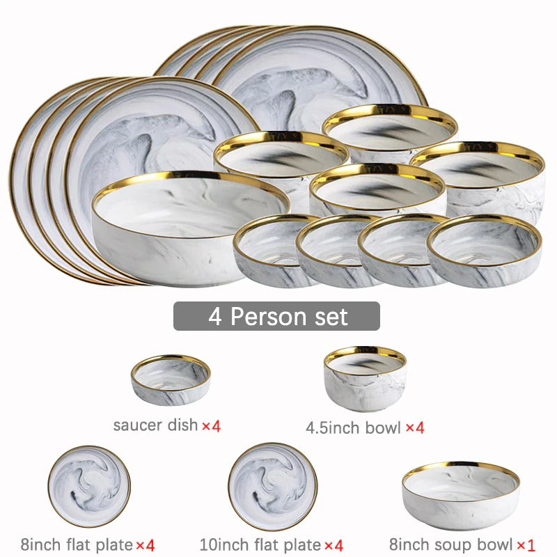 Catalina White Marble Luxury Dinnerware Set