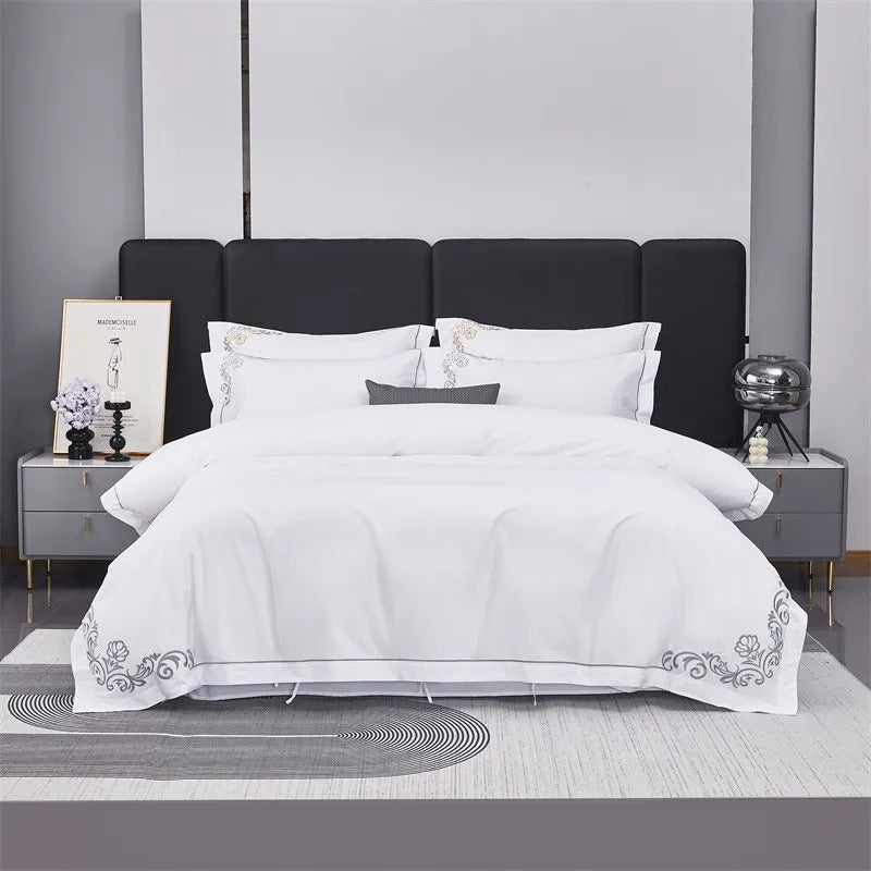 Lagertha Hotel Silver Embroidered Bedding Set