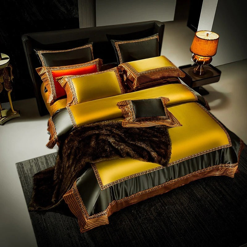 Onda Golden Egyptian Cotton Embroidered Bedding Set